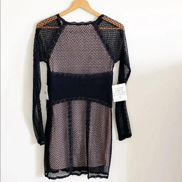 Free People Black Lace & Mesh Body-Con Dress - Picture 10 of 16